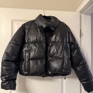Zara Cropped Black Puffer Coat